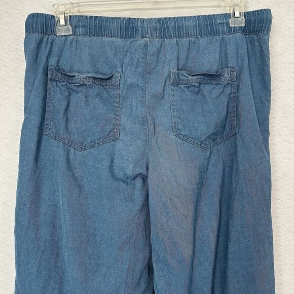 Nicole Miller Pants Women L Chambray Denim Pullon Pockets Jogger Casual Weekend - Picture 9 of 12